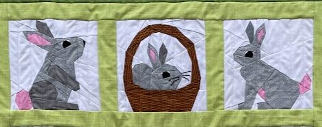 Three paper pieced bunnies from fabric